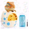 Picture of Dino in an egg blows battery bubbles