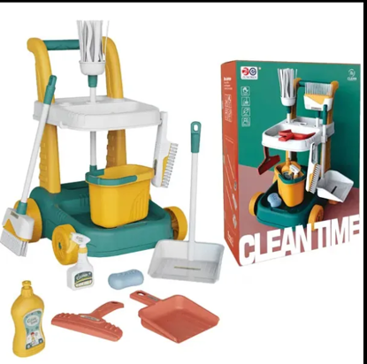 Picture of % Jinming Kids School Cleaning Tool Set Cart Play Home Toy Set Cleaning Tools for Kids Toys