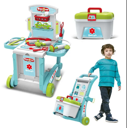 Picture of Educational 3 in 1 Pretend Play Medical Unit Kids Doctor Play Cart Role Play Doctor Set