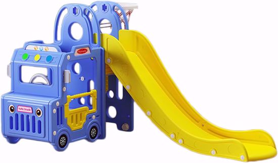 Picture of Sightoys Kids Toddlers Indoor Outdoor Rock Climbing Free Standing Slide Playset with Extra Long Slides and Retractable Basketball Hoops..