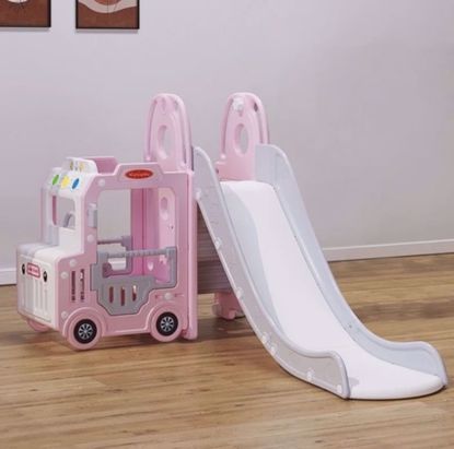 Picture of a slide + a car to play inside