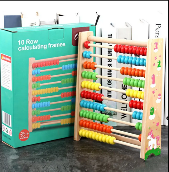 Picture of --+10 Rows Wooden Abacus in Different Colors - Large Educational Abacus for Kids