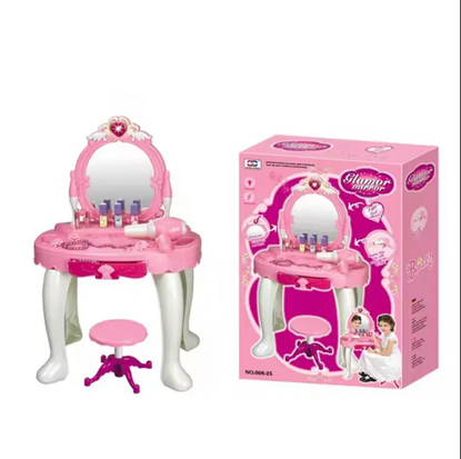 Picture of 51/ Princess Vanity Table, Princess Vanity Table at Discount Prices with Chair, Infrared Dressing Table Toys to Open the Door