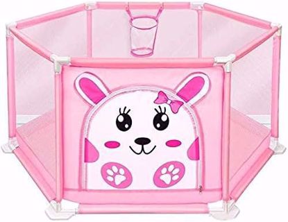 Picture of 105/Safe and fun baby playpen! Provides a safe and comfortable play space for toddlers. Its cute pink design with an animal face print adds a playful touch.