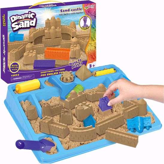 Picture of Uzelia Beach Kit Set with 1kg of Play Sand for Crushing, Mixing, and Molding, Artificial Sand Includes Molds and Tools, Toys...