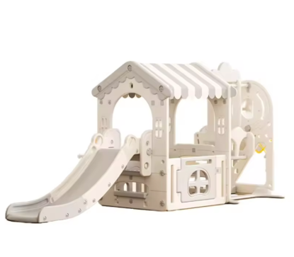 صورة 268/مجموعة بيت لعب بلاستيكي داخلي للأطفال مع أرجوحة بيضاء ومنزلق لغرفة اللعب في الحديقة