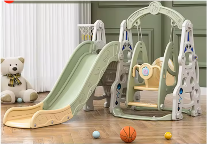 صورة 268/جودة عالية 4 في 1 معدات ملعب داخلي آمنة الأكثر مبيعًا تركيبة أرجوحة وزلاجة بلاستيكية تعليمية للمدارس