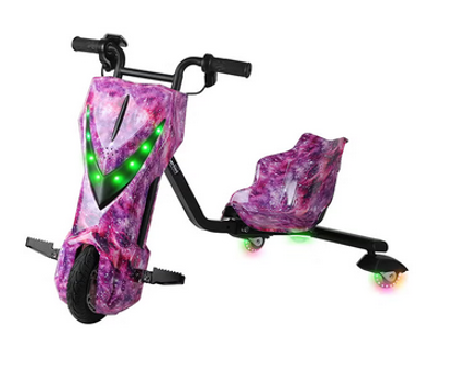 Picture of 355/High-Power 36V 360° Drifting Electric Scooter for Kids and Adults - Adjustable Frame with Bluetooth and Safety Gear, 3 Speed ​​Modes, 250W Brushless Motor, 8-15 km/h with 80 kg Load Capacity, Exclusive Nun Series - Purple