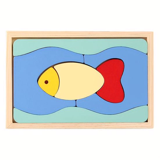 Picture of 356/Wooden Creative Puzzle Block Set for Kids, Educational Building Blocks for Boys and Girls, 3D Building Toy in Mixed Colors, Promotes Spatial Awareness and Fine Motor Skills, Toy Building Blocks