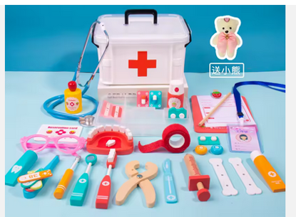 Picture of 357/ CPC CE EN71 Children's Boys Girls Pretend Play Wooden Set Doctor Toy