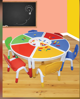 Picture of 361/Kids' 3-in-1 Sand-Lego Writing Table with 6 Colorful Chairs