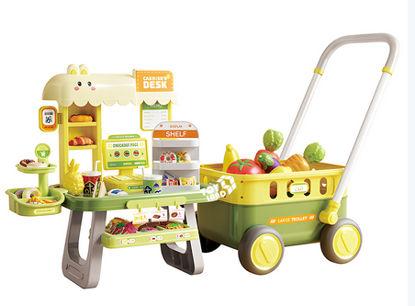 صورة 369/🛒 سوبر ماركت مع عربانة للأطفال – متعة التسوق واللعب!