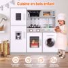 صورة 370/مطبخ خشبي للأطفال، مطبخ للأطفال، مع مؤثرات ضوئية وصوتية محاكاة، مطبخ كبير جدًا للأطفال مع غسالة ملابس، لعبة مطبخ...