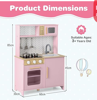 Picture of COSTWAY Kids Play Kitchen, Wooden Pretend Toy Kitchen with Lights & Sounds, Oven, Microwave, Sink, Faucet, Utensils, Children's Chef Role Play Set for Boys Girls (Pink)