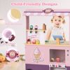 Picture of  HONEY JOY Kids Ice Cream Cart & Shop, Wooden Grocery Store w/Play Food, Vending Machine, Ice Cream Maker, Screen, Dessert Display Stand, Truck - Gift for Boys & Girls (Pink) 
