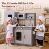 Picture of  GALACTICA Wooden Pretend Play Kitchen with Utensil Toys for Kids Boys Girls Children's Cooking Role Play Set Game Gift WW-PK-04 Grey 