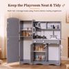 Picture of  GALACTICA Wooden Pretend Play Kitchen with Utensil Toys for Kids Boys Girls Children's Cooking Role Play Set Game Gift WW-PK-04 Grey 