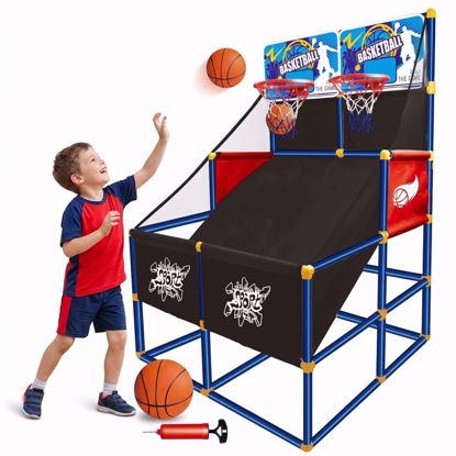 Picture of  Giantex Arcade Basketball Hoop for Kids - Indoor Outdoor 2 Player Dual Shot Basketball Arcade Game with 4 Balls and Ball Pump, Great Gift for Boys and Girls + 